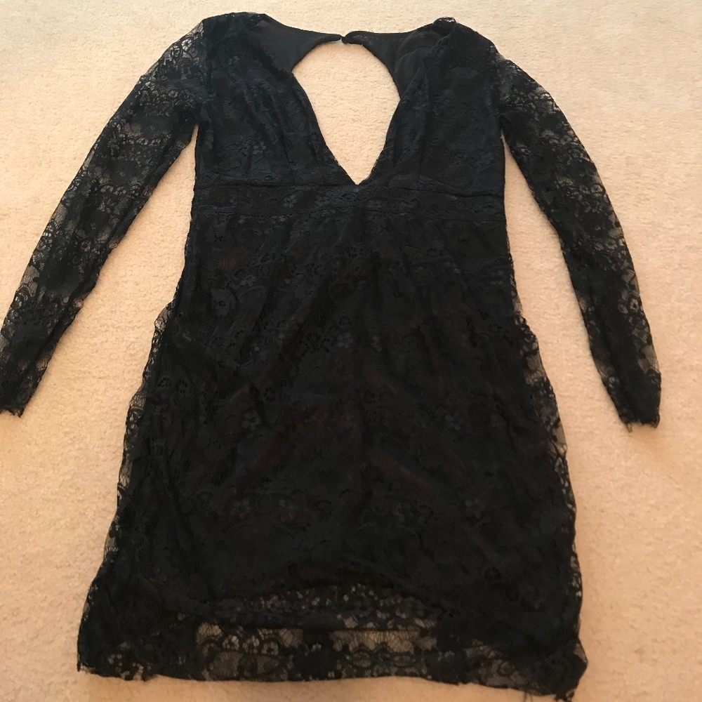 Black Lace Long Sleeve Dress